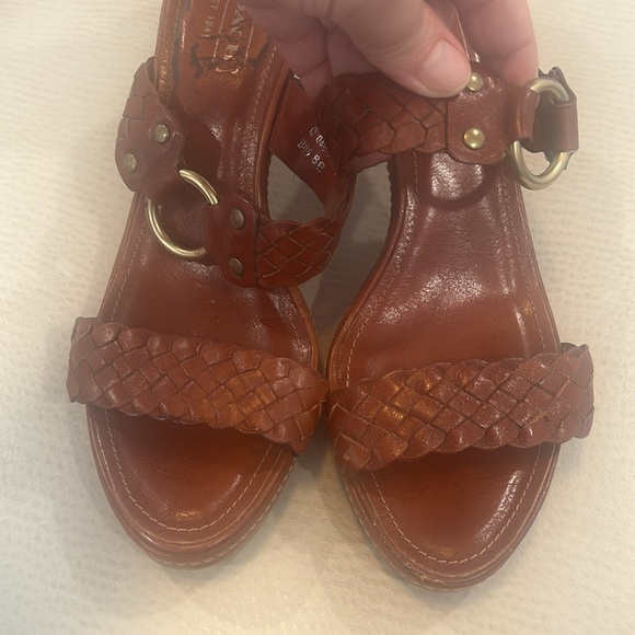 COACH Phebe brown braided Vachetta leather platform sandals - Picture 4 of 16